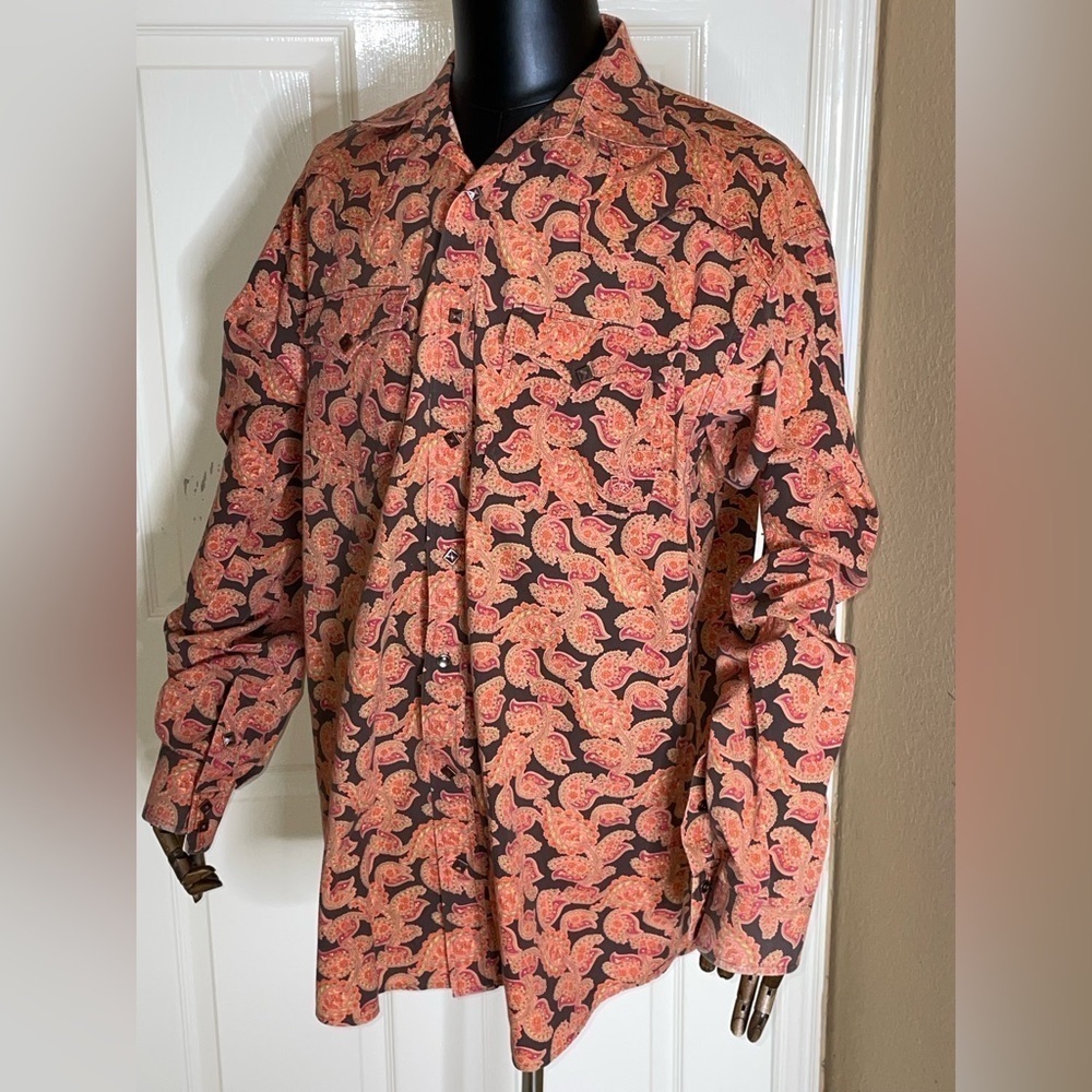 Ariat Shirt Men Multicolor Paisley Western Button Down Long Sleeve Rodeo Sz LT - Picture 2 of 11